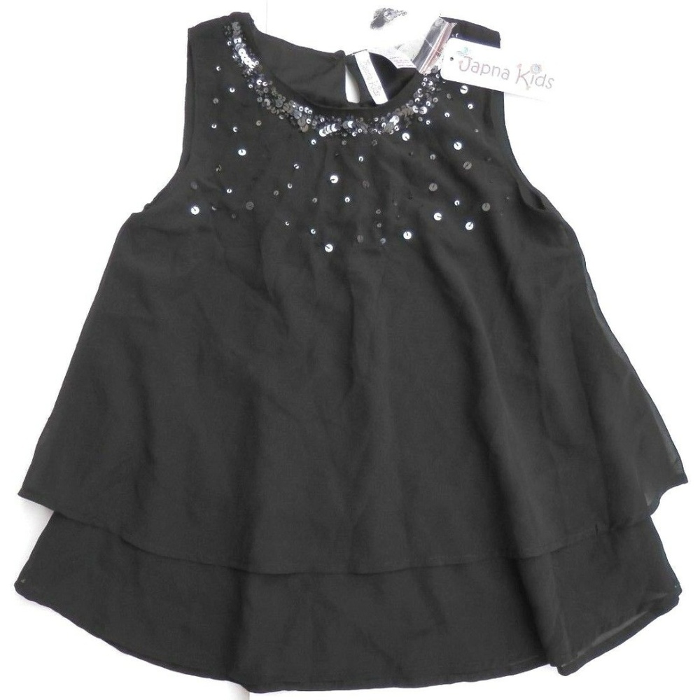 Japna Kids Sheer Sequin Short Dress Top Blouse